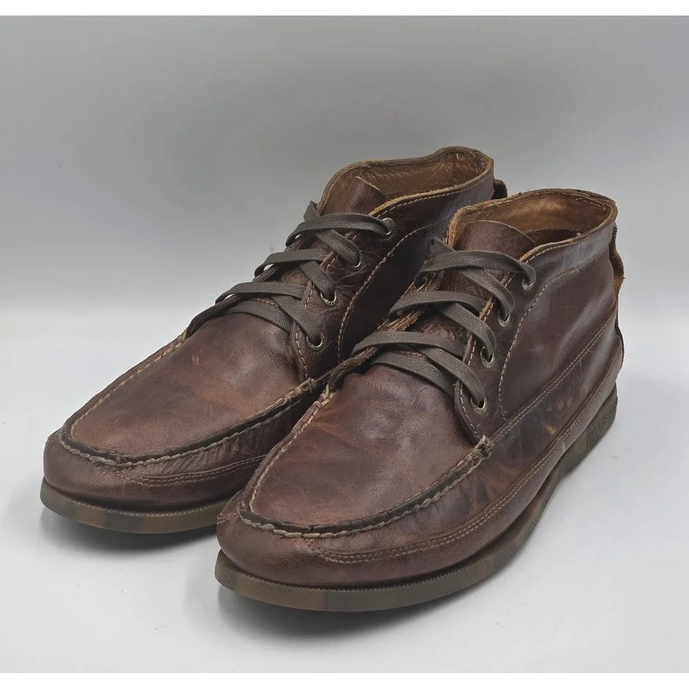 Sperry Authentic Original Boat Chukka Boots Mens 10M Dark Brown Leather